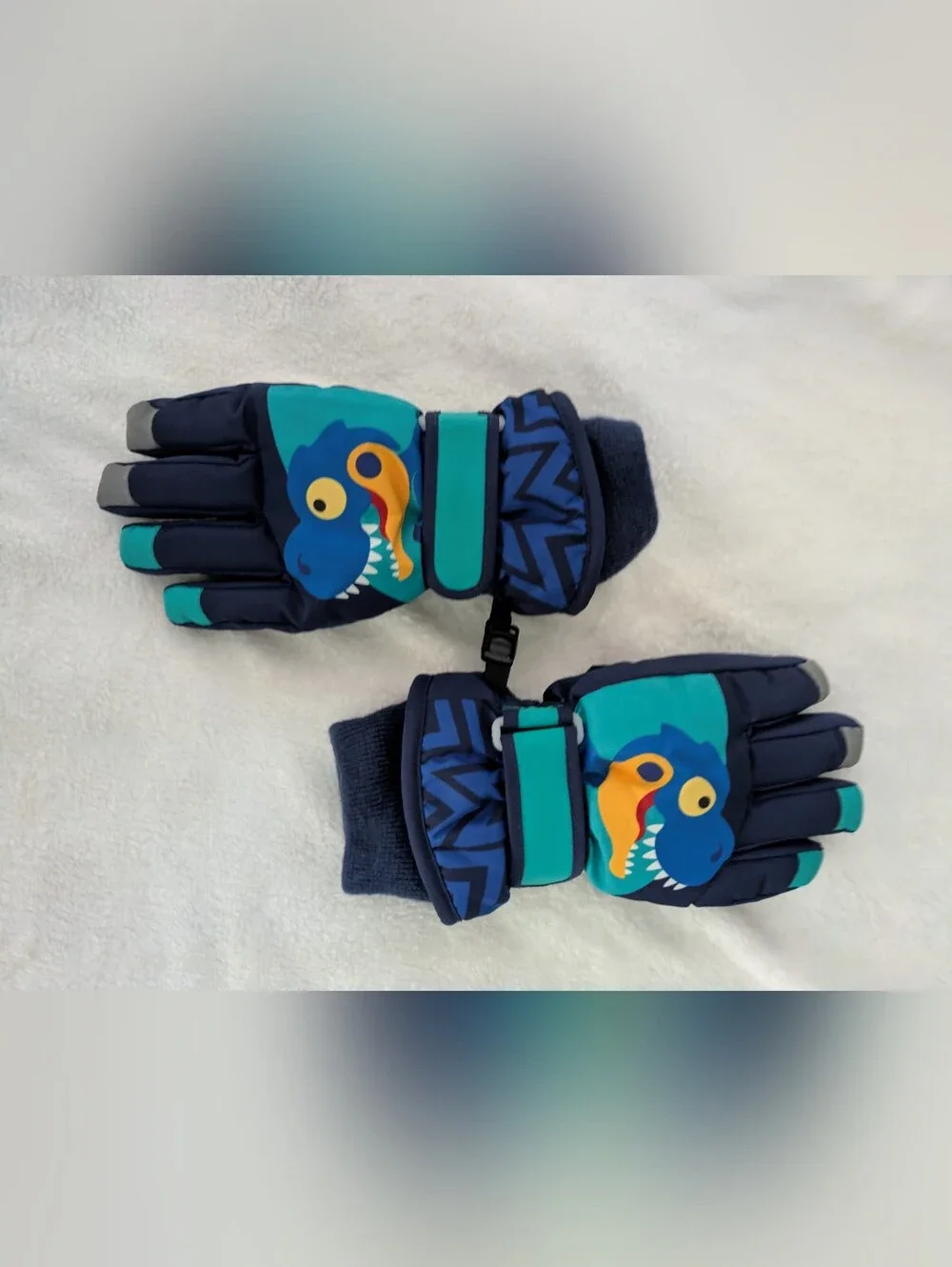 🆕 NWOT Triwonder kids' navy blue dinosaur snow and ski gloves